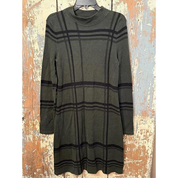 Dresses & Skirts - Style & Co. Plaid Mock Neck Sweater Dress, green and black, size Small